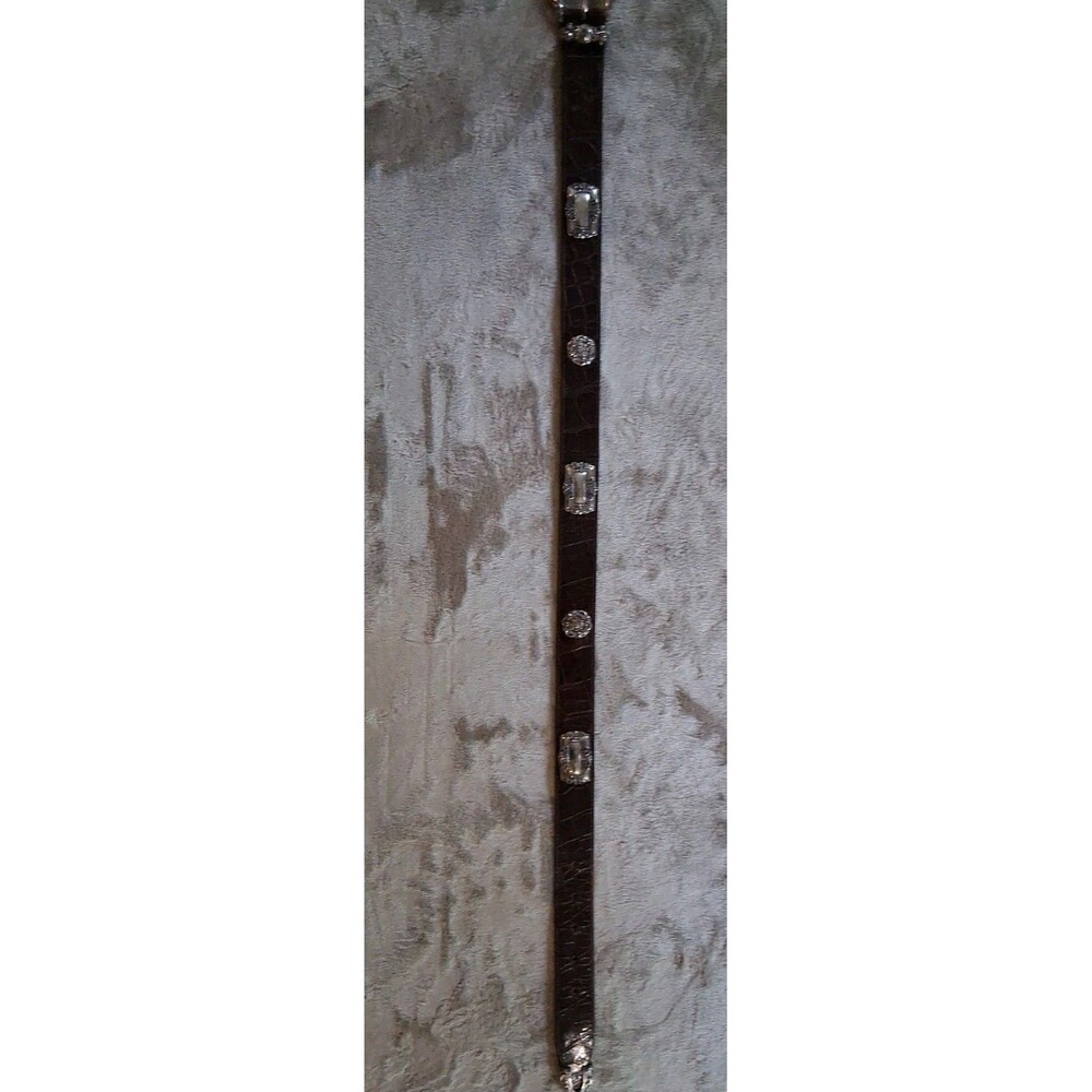 VTG Brighton Croc Alligator Leather Ranger Western Belt Medium Silver Brown